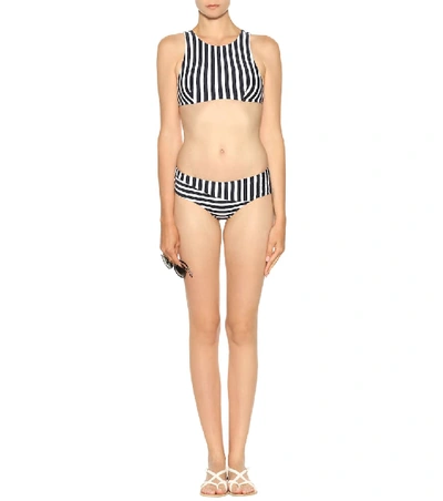 Shop Araks Millie Striped Bikini Bottoms In Blue