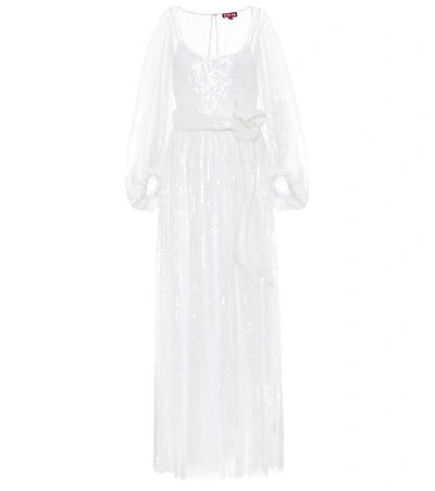 Shop Staud Sequined Maxi Dress In White