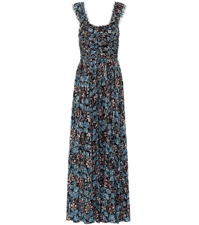 Shop Ulla Johnson Evianna Silk-blend Maxi Dress In Blue