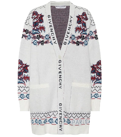 Shop Givenchy Wool-blend Jacquard Cardigan In White