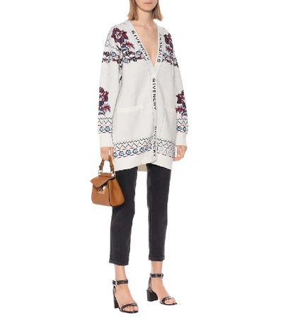 Shop Givenchy Wool-blend Jacquard Cardigan In White