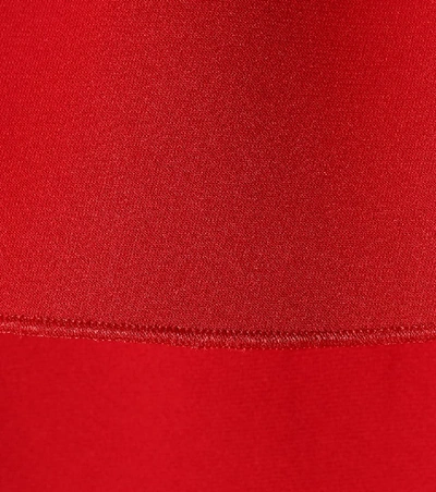 Shop Oscar De La Renta Stretch Silk Crêpe Top In Red