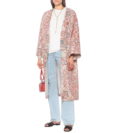 Shop Etro Printed Silk-crêpe Coat In Multicoloured