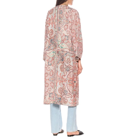 Shop Etro Printed Silk-crêpe Coat In Multicoloured