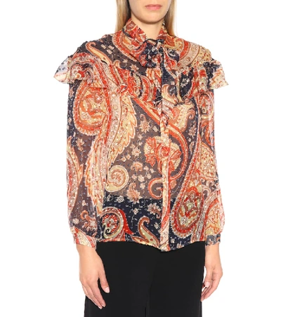 Shop Etro Printed Silk-blend Blouse In Multicoloured