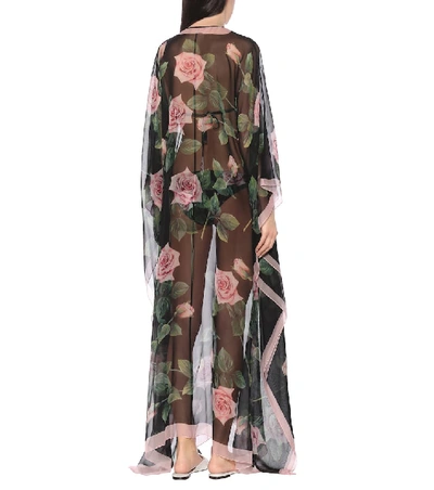 Shop Dolce & Gabbana Floral Silk-chiffon Kaftan In Black