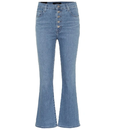 Shop J Brand Lillie High-rise Flared Jeans In Blue