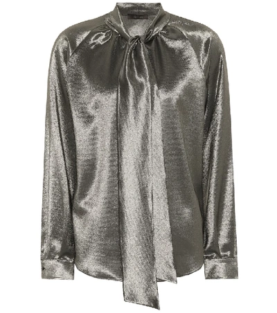Shop Max Mara Metallic Stretch Silk Blouse In Gold