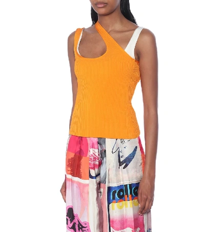 Shop Zimmermann Brightside Ribbed-knit Tank Top In Orange