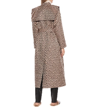 Shop Gucci G Rhombus Printed Trench Coat In Beige