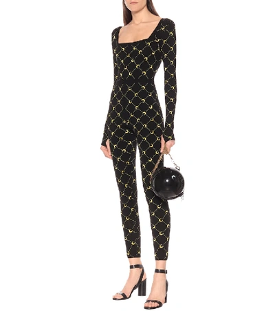 Shop Marine Serre Jacquard Jumpsuit In Black