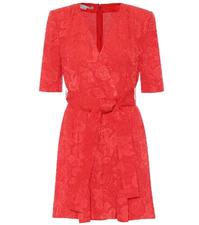 Shop Stella Mccartney Mireya Silk Jacquard Playsuit In Red