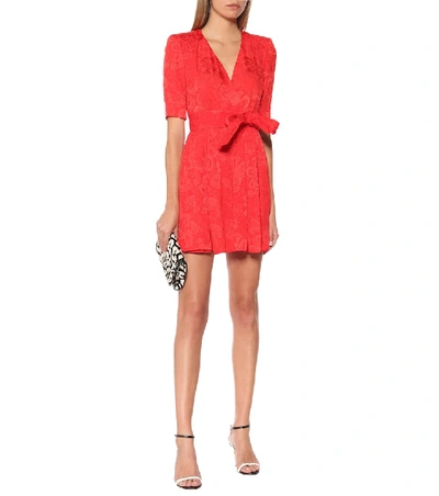 Shop Stella Mccartney Mireya Silk Jacquard Playsuit In Red