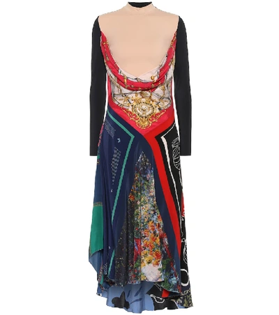 Shop Marine Serre Printed Silk Dress In Multicoloured