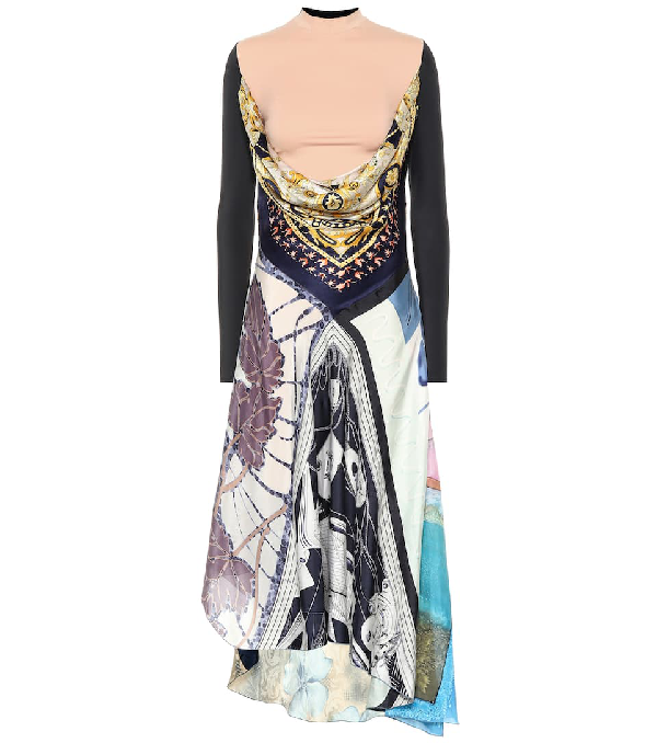 Marine Serre Printed Silk Dress In Multicoloured | ModeSens