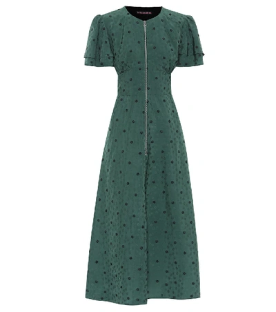 Shop Alexa Chung Floral Jacquard Midi Dress In Green
