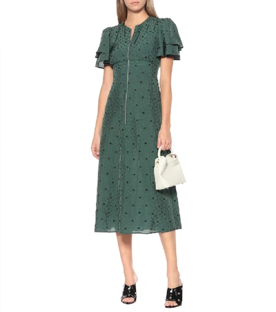 Shop Alexa Chung Floral Jacquard Midi Dress In Green