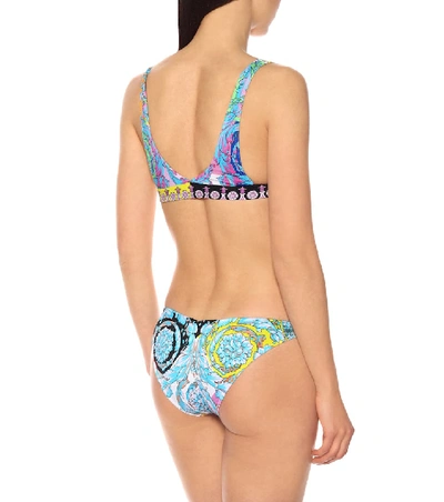 Shop Versace Printed Bikini Top In Multicoloured