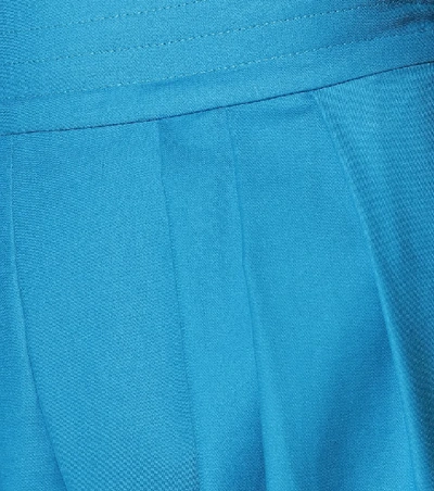 Shop Attico Stretch-cotton High-rise Pants In Blue