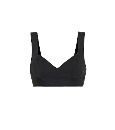 Shop Alaïa Cotton Bralette In Black