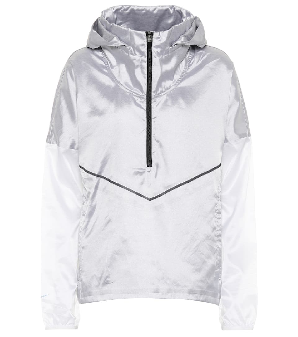 white nike running jacket