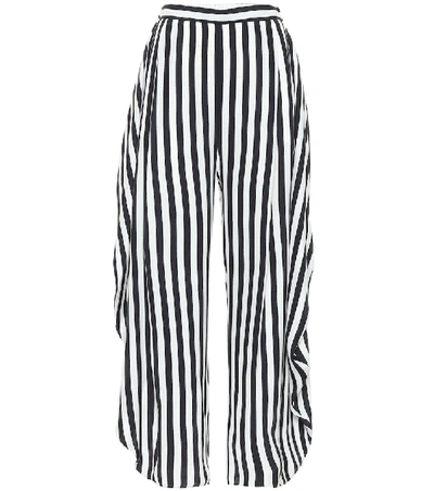 Shop Stella Mccartney Alicia Striped High-rise Silk Pants In Black