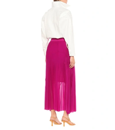 Shop Victoria Victoria Beckham Pleated Jersey Midi Skirt In Purple