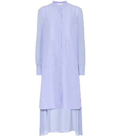 Shop Chloé Striped Midi Shirt Dress In Blue