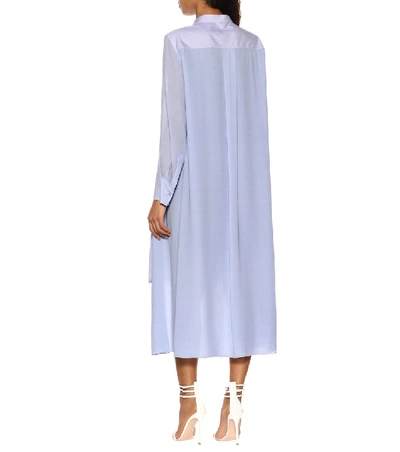 Shop Chloé Striped Midi Shirt Dress In Blue
