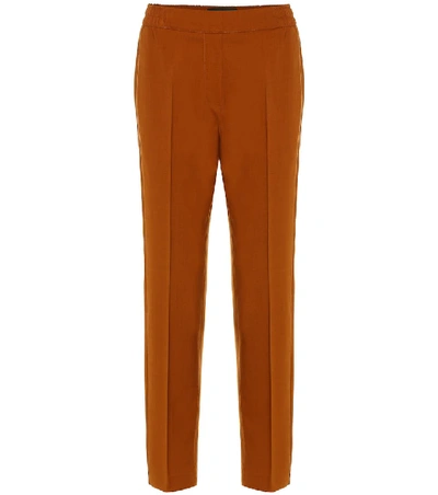 Shop Etro Stretch-cotton Straight Pants In Brown