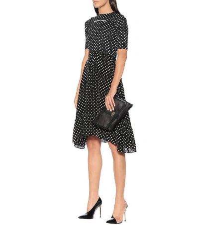 Shop Balenciaga Crêpe Polka-dot Midi Dress In Black