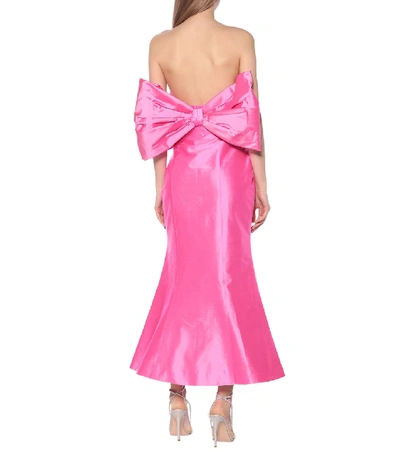 Shop Rasario Silk-satin Strapless Midi Dress In Pink