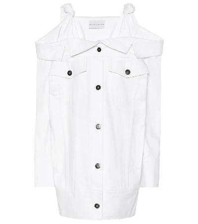 Shop Matthew Adams Dolan Off-the-shoulder Denim Dress In White