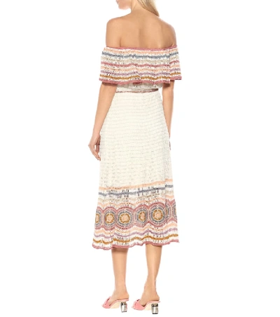 Shop Anna Kosturova Camen Off-the-shoulder Midi Dress In Multicoloured