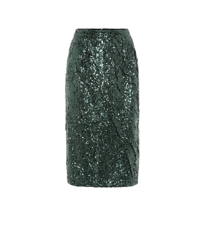 Shop N°21 Sequined Pencil Skirt In Green