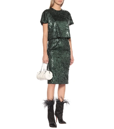 Shop N°21 Sequined Pencil Skirt In Green