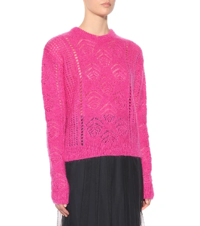 Shop Rochas Mohair And Wool-blend Sweater In Pink