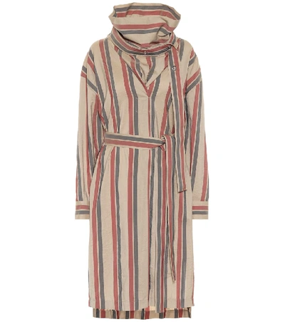 Shop Acne Studios Striped Wool-blend Dress In Beige