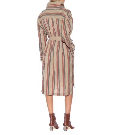 Shop Acne Studios Striped Wool-blend Dress In Beige