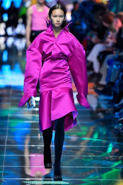 Shop Balenciaga High-rise Silk Satin Godet Skirt In Pink