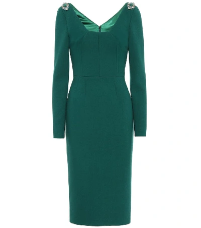 Shop Dolce & Gabbana Wool-blend Crêpe Dress In Green
