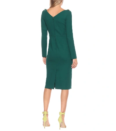 Shop Dolce & Gabbana Wool-blend Crêpe Dress In Green