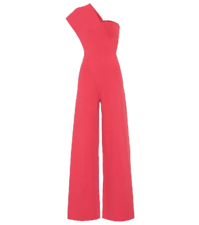 Shop Stella Mccartney One-shoulder Crêpe Jumpsuit In Pink