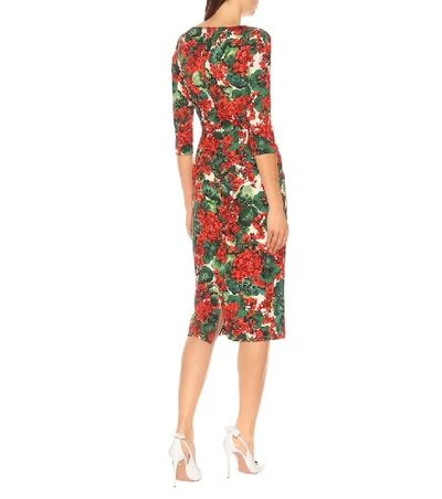 Shop Dolce & Gabbana Floral Stretch Crêpe Midi Dress In Red