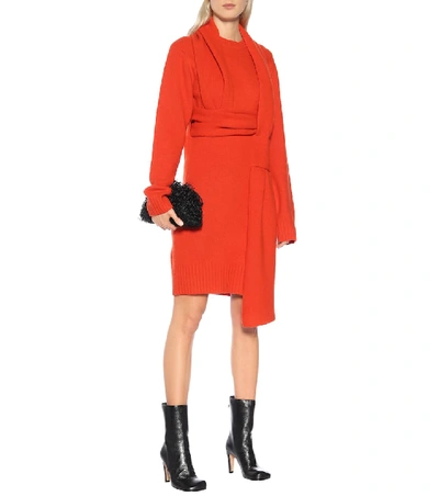 Shop Bottega Veneta Wool Sweater Dress In Orange
