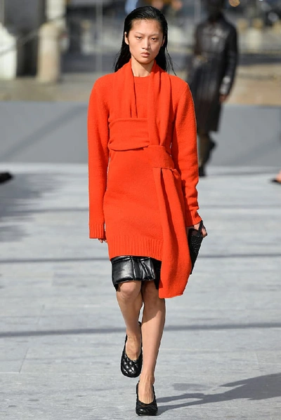 Shop Bottega Veneta Wool Sweater Dress In Orange