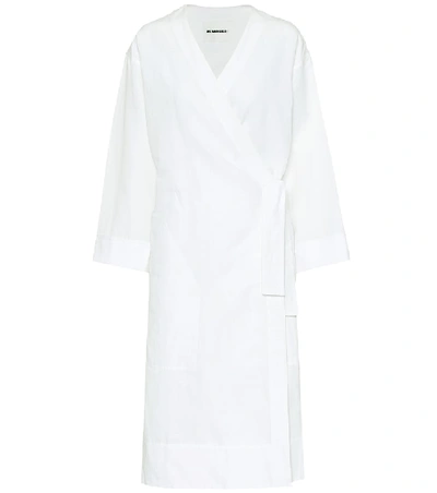 Shop Jil Sander Cotton And Linen Wrap Dress In White