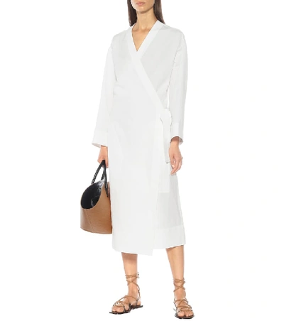 Shop Jil Sander Cotton And Linen Wrap Dress In White