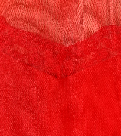 Shop Simone Rocha Tulle Midi Dress In Red