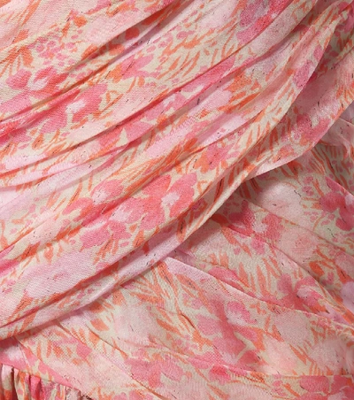 Shop Giambattista Valli Floral Silk Midi Dress In Pink